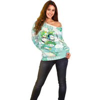 Personalized Japanese Kawaii Sushi Off Shoulder Sweater Green Wagara Palaka This Is How I Roll LT9 - Polynesian Pride
