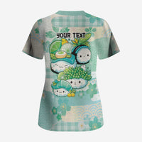 Personalized Japanese Kawaii Sushi Scrub Top Green Wagara Palaka This Is How I Roll LT9 - Polynesian Pride