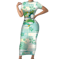 Personalized Japanese Kawaii Sushi Short Sleeve Bodycon Dress Green Wagara Palaka This Is How I Roll LT9 Long Dress Green - Polynesian Pride