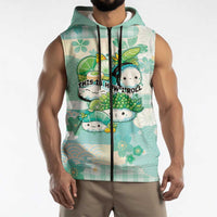 Personalized Japanese Kawaii Sushi Sleeveless Zip Hoodie Green Wagara Palaka This Is How I Roll LT9 - Polynesian Pride