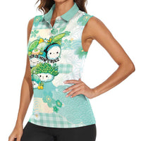 Personalized Japanese Kawaii Sushi Women Sleeveless Polo Shirt Green Wagara Palaka This Is How I Roll LT9 - Polynesian Pride