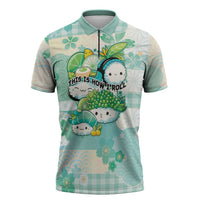 Personalized Japanese Kawaii Sushi Zipper Polo Shirt Green Wagara Palaka This Is How I Roll LT9 Green - Polynesian Pride