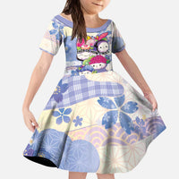 Personalized Japanese Kawaii Sushi Kid Short Sleeve Dress Blue Wagara Palaka This Is How I Roll LT9 KID Blue - Polynesian Pride