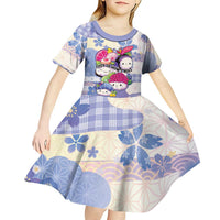 Personalized Japanese Kawaii Sushi Kid Short Sleeve Dress Blue Wagara Palaka This Is How I Roll LT9 - Polynesian Pride