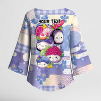Personalized Japanese Kawaii Sushi Kimono Sleeve Blouse Blue Wagara Palaka This Is How I Roll LT9 - Polynesian Pride