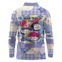 Personalized Japanese Kawaii Sushi Long Sleeve Polo Shirt Blue Wagara Palaka This Is How I Roll LT9 - Polynesian Pride
