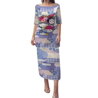 Personalized Japanese Kawaii Sushi Puletasi Blue Wagara Palaka This Is How I Roll LT9 Long Dress Blue - Polynesian Pride