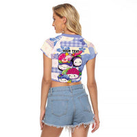 Personalized Japanese Kawaii Sushi Raglan Cropped T Shirt Blue Wagara Palaka This Is How I Roll LT9 - Polynesian Pride