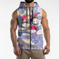 Personalized Japanese Kawaii Sushi Sleeveless Zip Hoodie Blue Wagara Palaka This Is How I Roll LT9 - Polynesian Pride