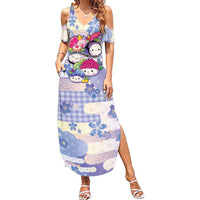 Personalized Japanese Kawaii Sushi Summer Maxi Dress Blue Wagara Palaka This Is How I Roll LT9 Women Blue - Polynesian Pride