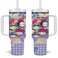 Personalized Japanese Kawaii Sushi Tumbler With Handle Blue Wagara Palaka This Is How I Roll LT9 One Size: 40 oz Blue - Polynesian Pride