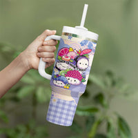 Personalized Japanese Kawaii Sushi Tumbler With Handle Blue Wagara Palaka This Is How I Roll LT9 - Polynesian Pride