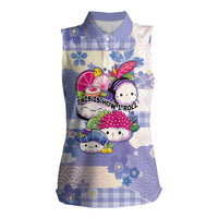 Personalized Japanese Kawaii Sushi Women Sleeveless Polo Shirt Blue Wagara Palaka This Is How I Roll LT9 Female Blue - Polynesian Pride
