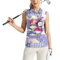 Personalized Japanese Kawaii Sushi Women Sleeveless Polo Shirt Blue Wagara Palaka This Is How I Roll LT9 - Polynesian Pride