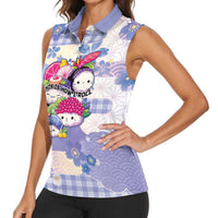 Personalized Japanese Kawaii Sushi Women Sleeveless Polo Shirt Blue Wagara Palaka This Is How I Roll LT9 - Polynesian Pride