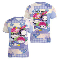 Personalized Japanese Kawaii Sushi Women V-Neck T-Shirt Blue Wagara Palaka This Is How I Roll LT9 - Polynesian Pride