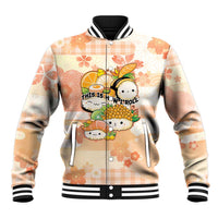 Personalized Japanese Kawaii Sushi Baseball Jacket Peach Wagara Palaka This Is How I Roll LT9 Unisex Peach - Polynesian Pride