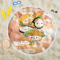 Japanese Kawaii Sushi Beach Blanket Peach Wagara Palaka This Is How I Roll LT9 One Size 150cm Peach - Polynesian Pride