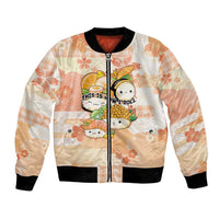 Personalized Japanese Kawaii Sushi Bomber Jacket Peach Wagara Palaka This Is How I Roll LT9 Unisex Peach - Polynesian Pride