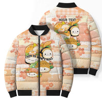 Personalized Japanese Kawaii Sushi Bomber Puffer Jacket Peach Wagara Palaka This Is How I Roll LT9 - Polynesian Pride