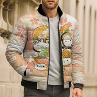 Personalized Japanese Kawaii Sushi Bomber Puffer Jacket Peach Wagara Palaka This Is How I Roll LT9 - Polynesian Pride