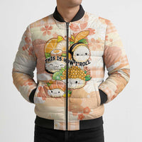 Personalized Japanese Kawaii Sushi Bomber Puffer Jacket Peach Wagara Palaka This Is How I Roll LT9 - Polynesian Pride