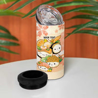 Personalized Japanese Kawaii Sushi 4 in 1 Can Cooler Tumbler Peach Wagara Palaka This Is How I Roll LT9 - Polynesian Pride