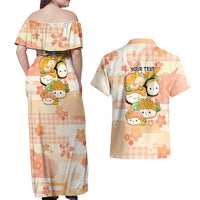 Personalized Japanese Kawaii Sushi Couples Matching Off Shoulder Maxi Dress and Hawaiian Shirt Peach Wagara Palaka This Is How I Roll