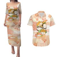 Personalized Japanese Kawaii Sushi Couples Matching Puletasi and Hawaiian Shirt Peach Wagara Palaka This Is How I Roll LT9 Peach - Polynesian Pride
