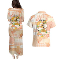 Personalized Japanese Kawaii Sushi Couples Matching Puletasi and Hawaiian Shirt Peach Wagara Palaka This Is How I Roll LT9 - Polynesian Pride