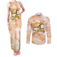 Personalized Japanese Kawaii Sushi Couples Matching Tank Maxi Dress and Long Sleeve Button Shirt Peach Wagara Palaka This Is How I Roll LT9 Peach - Polynesian Pride