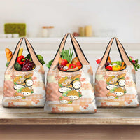 Japanese Kawaii Sushi Grocery Bag Peach Wagara Palaka This Is How I Roll LT9 3-pack One Size Peach - Polynesian Pride