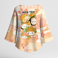 Personalized Japanese Kawaii Sushi Kimono Sleeve Blouse Peach Wagara Palaka This Is How I Roll LT9 - Polynesian Pride