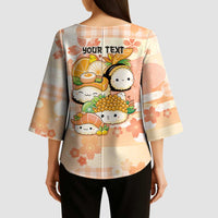 Personalized Japanese Kawaii Sushi Kimono Sleeve Blouse Peach Wagara Palaka This Is How I Roll LT9 - Polynesian Pride
