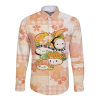 Personalized Japanese Kawaii Sushi Long Sleeve Button Shirt Peach Wagara Palaka This Is How I Roll LT9 Unisex Peach - Polynesian Pride