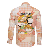 Personalized Japanese Kawaii Sushi Long Sleeve Button Shirt Peach Wagara Palaka This Is How I Roll LT9 - Polynesian Pride