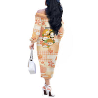 Personalized Japanese Kawaii Sushi Off The Shoulder Long Sleeve Dress Peach Wagara Palaka This Is How I Roll LT9 - Polynesian Pride