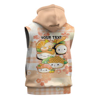 Personalized Japanese Kawaii Sushi Sleeveless Zip Hoodie Peach Wagara Palaka This Is How I Roll LT9 - Polynesian Pride