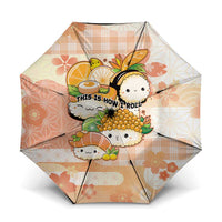 Japanese Kawaii Sushi Umbrella Peach Wagara Palaka This Is How I Roll LT9 One Size Folded 11.42 inch Opened Diameter 37.4 inch Peach - Polynesian Pride