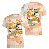 Personalized Japanese Kawaii Sushi Women V-Neck T-Shirt Peach Wagara Palaka This Is How I Roll LT9 - Polynesian Pride
