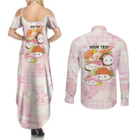 Personalized Japanese Kawaii Sushi Couples Matching Summer Maxi Dress and Long Sleeve Button Shirt Pink Wagara Palaka This Is How I Roll LT9 - Polynesian Pride