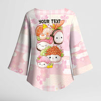 Personalized Japanese Kawaii Sushi Kimono Sleeve Blouse Pink Wagara Palaka This Is How I Roll LT9 - Polynesian Pride