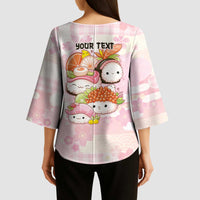 Personalized Japanese Kawaii Sushi Kimono Sleeve Blouse Pink Wagara Palaka This Is How I Roll LT9 - Polynesian Pride