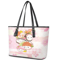 Japanese Kawaii Sushi Leather Tote Bag Pink Wagara Palaka This Is How I Roll LT9 - Polynesian Pride