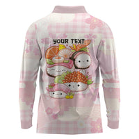 Personalized Japanese Kawaii Sushi Long Sleeve Polo Shirt Pink Wagara Palaka This Is How I Roll LT9 - Polynesian Pride