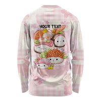 Personalized Japanese Kawaii Sushi Long Sleeve Shirt Pink Wagara Palaka This Is How I Roll LT9 - Polynesian Pride