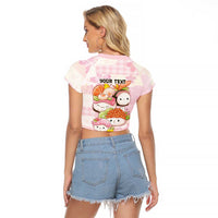 Personalized Japanese Kawaii Sushi Raglan Cropped T Shirt Pink Wagara Palaka This Is How I Roll LT9 - Polynesian Pride