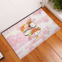 Japanese Kawaii Sushi Rubber Doormat Pink Wagara Palaka This Is How I Roll LT9 - Polynesian Pride