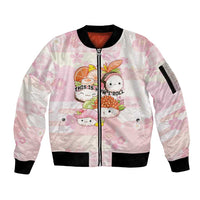 Personalized Japanese Kawaii Sushi Sleeve Zip Bomber Jacket Pink Wagara Palaka This Is How I Roll LT9 Unisex Pink - Polynesian Pride