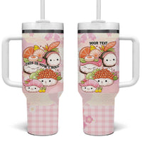 Personalized Japanese Kawaii Sushi Tumbler With Handle Pink Wagara Palaka This Is How I Roll LT9 One Size: 40 oz Pink - Polynesian Pride